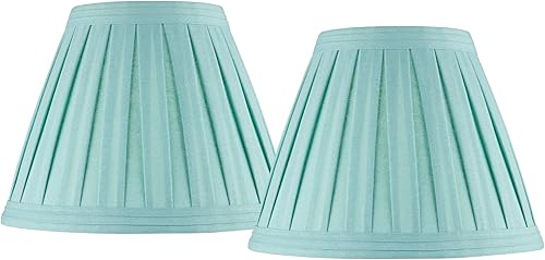 Juego de 2 pantallas plisadas imperio de tapa dura, color azul turquesa, parte superior grande de 7 pulgadas x 14 pulgadas inferior x 11 pulgadas de