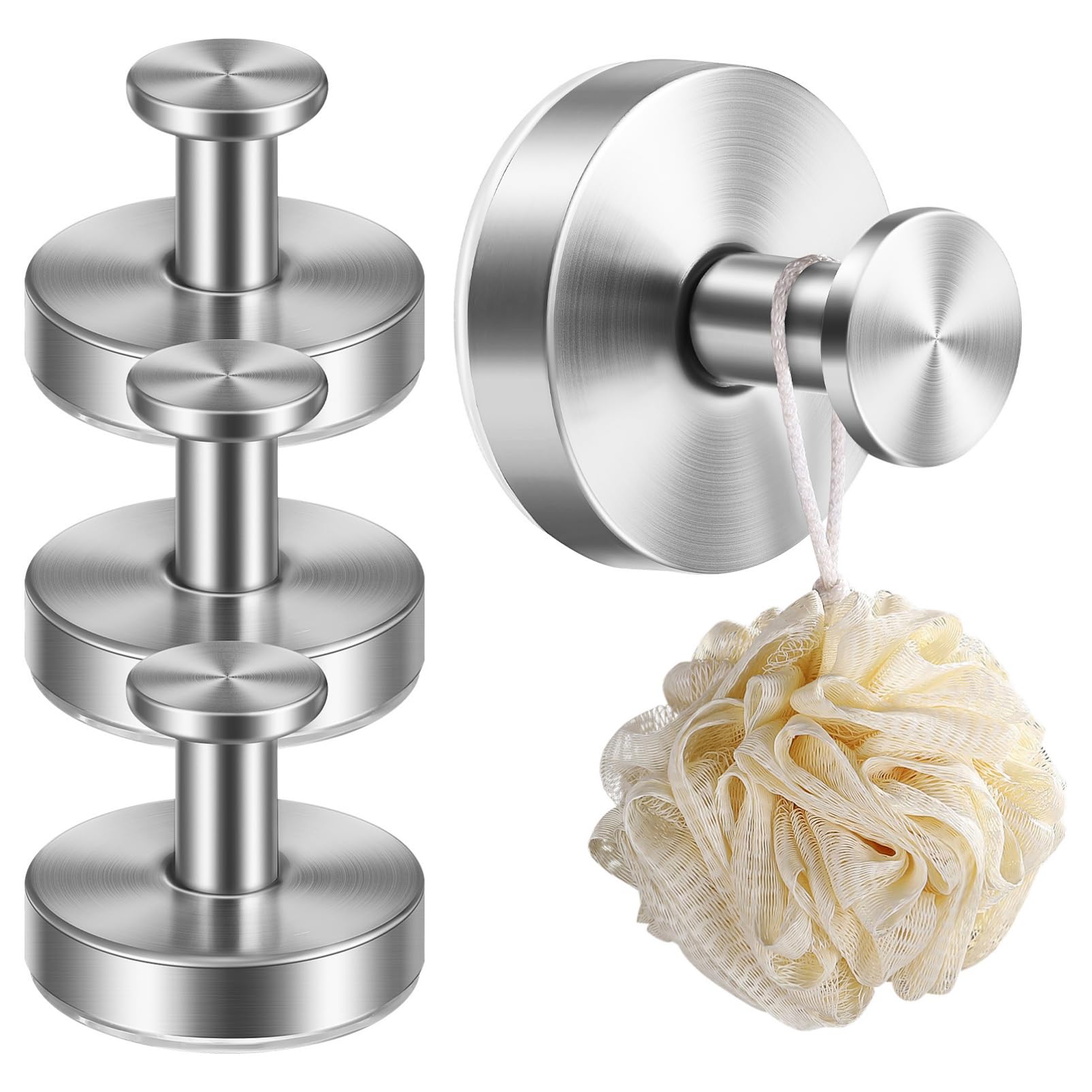 Mobestech Stainless Steel Suction Cup Hooks for Bathroom Towels and Bathrobes No Drill Removable Suction Towel Hooks with Strong Hold Easy Install Wall Mount Hangers