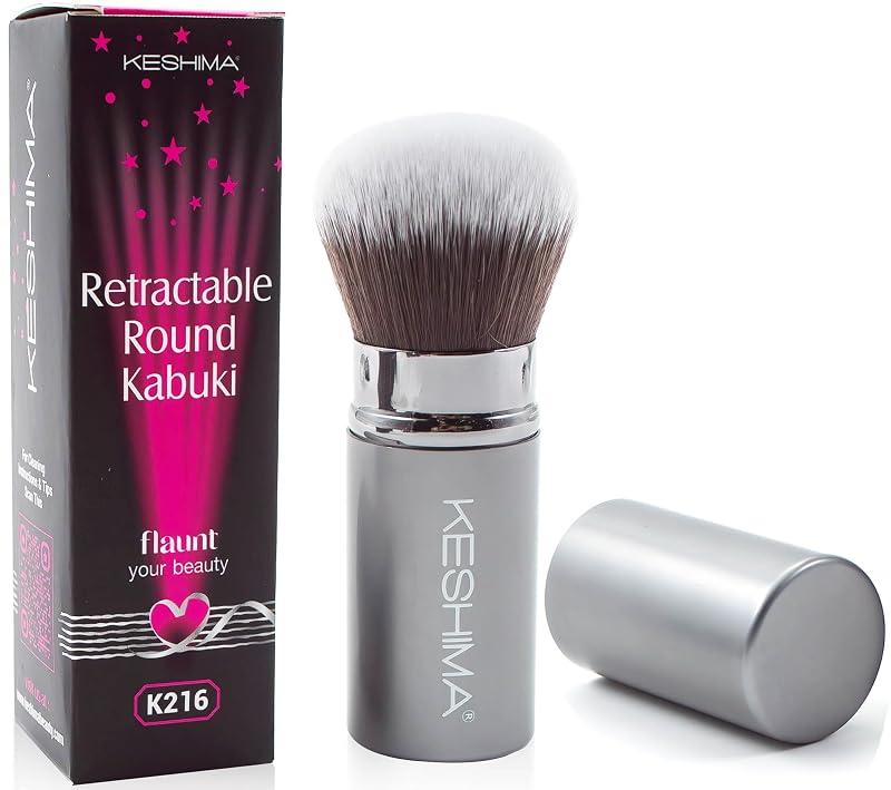 Pincel Kabuki retrátil para base com topo arredondado KESHIMA