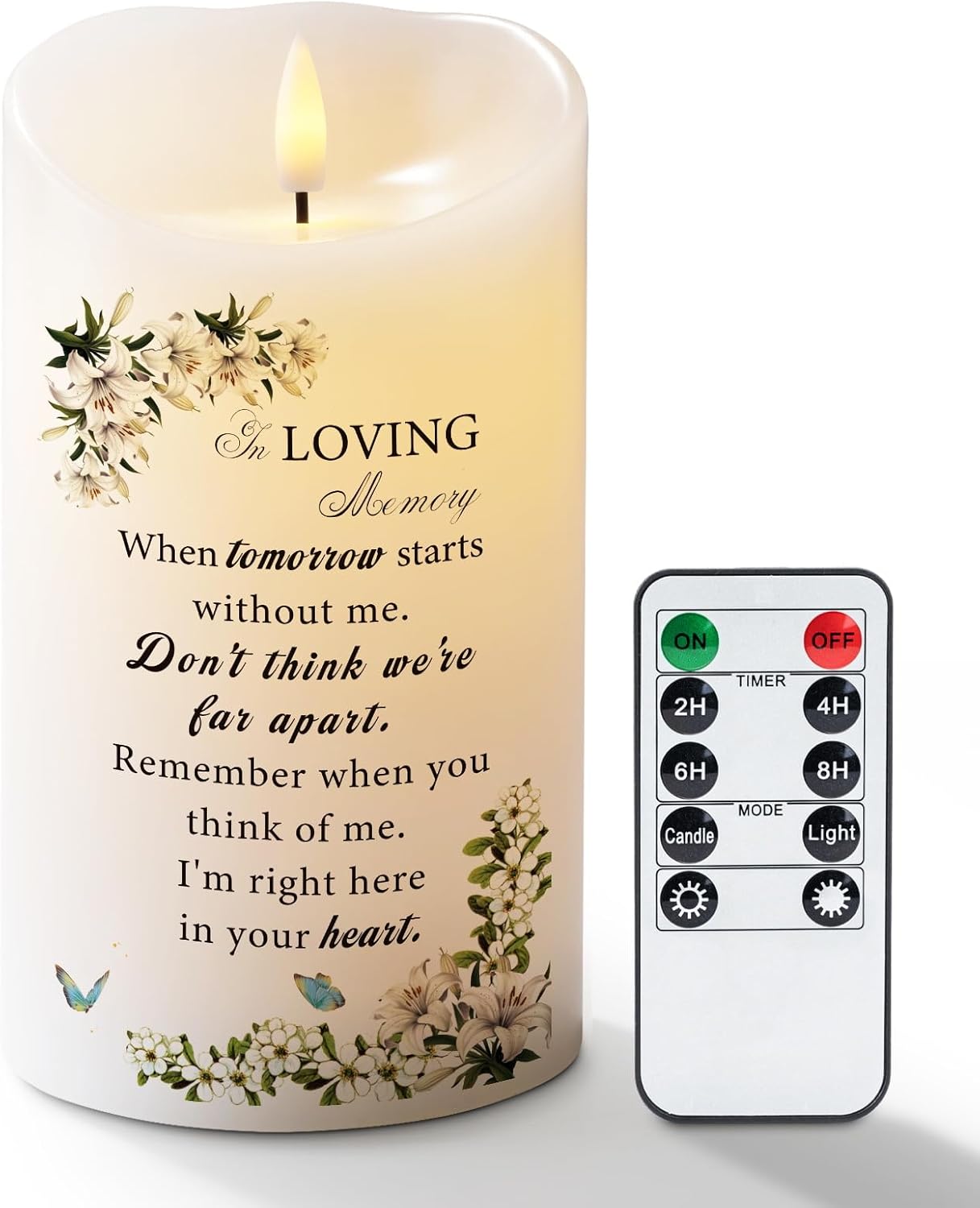 Homemory Memorial Candle Bereavement Sympathy Gifts for Loss of Loved One, Real Wax LED Candle with Remote Memorial Gifts for Loss of Mother Loss of Father in Memory of Loved One Remembrance Gift