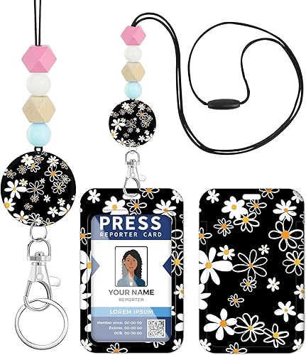 Miniatura 8 de Cordón para profesor para tarjeta de identificación, para hombres y mujeres, con cuentas, cordón para el cuello, soporte para insignias de