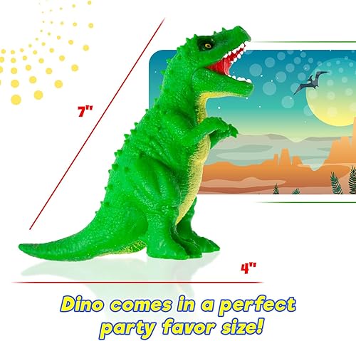 Miniatura 4 de JA-RU Juguete elástico de dinosaurio (1 unidad), dinosaurio de goma T-Rex, súper blando y empaquetados individualmente para niños, figura de