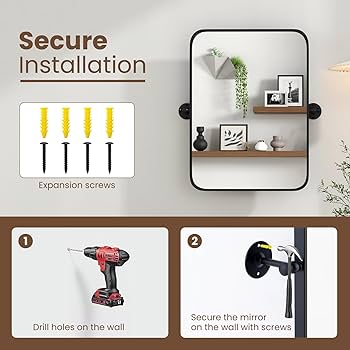 Amazon.com: Tangkula 30 x 22 Pivot Mirror, Tilting Bathroom Mirror