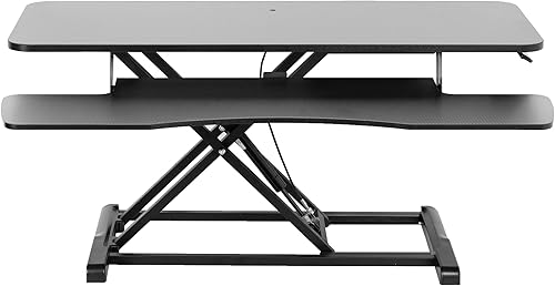 VIVO DESK-V042KR - Convertidor de escritorio de 42 pulgadas, serie K, elevador de altura ajustable, estación de trabajo de monitor dual y portátil