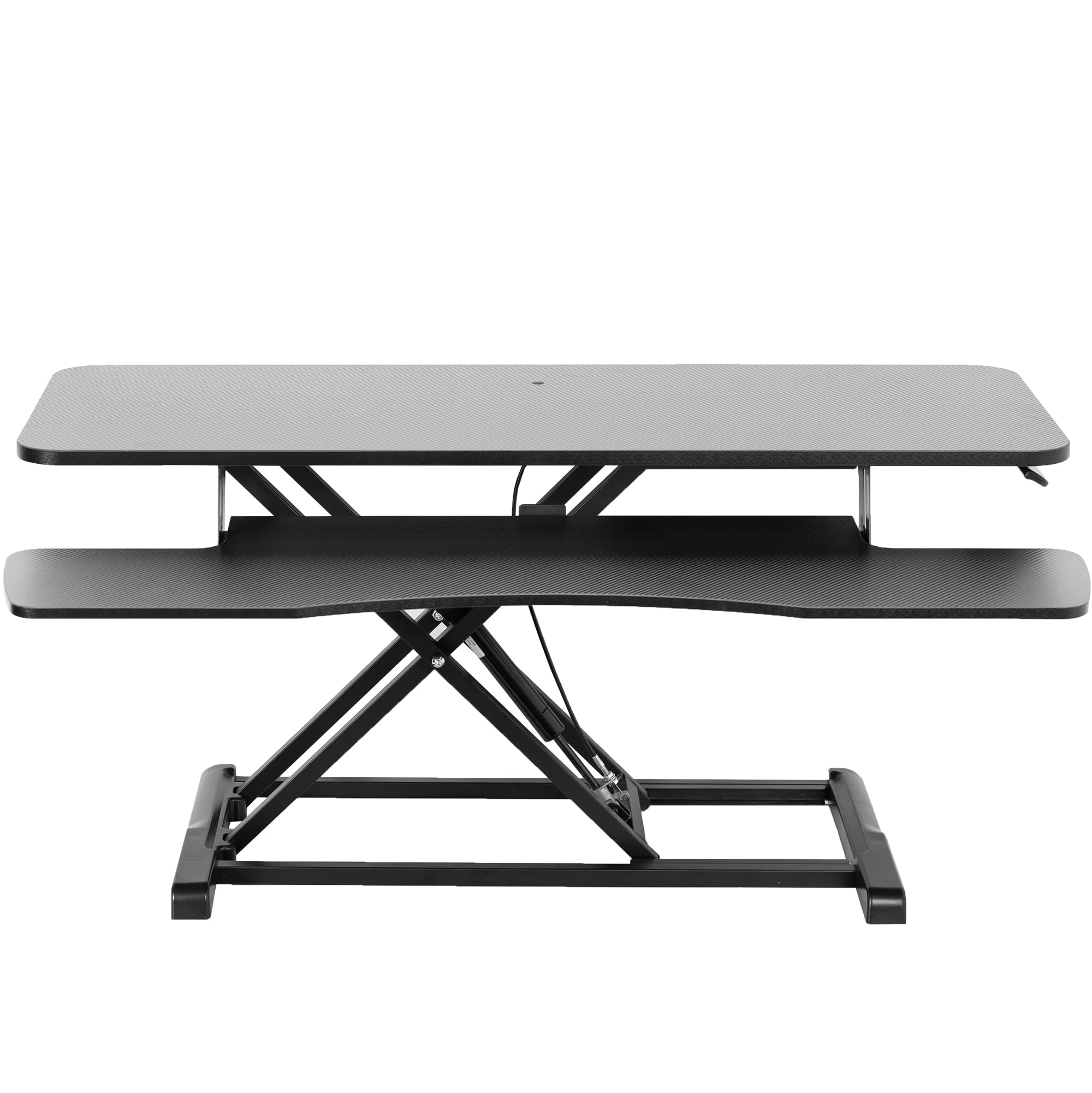 VIVO 42 inch Desk Converter, K Series, Height Adjustable Sit to Stand Riser, Dual Monitor and Laptop Workstation with Wide Keyboard Tray, Black Carbon