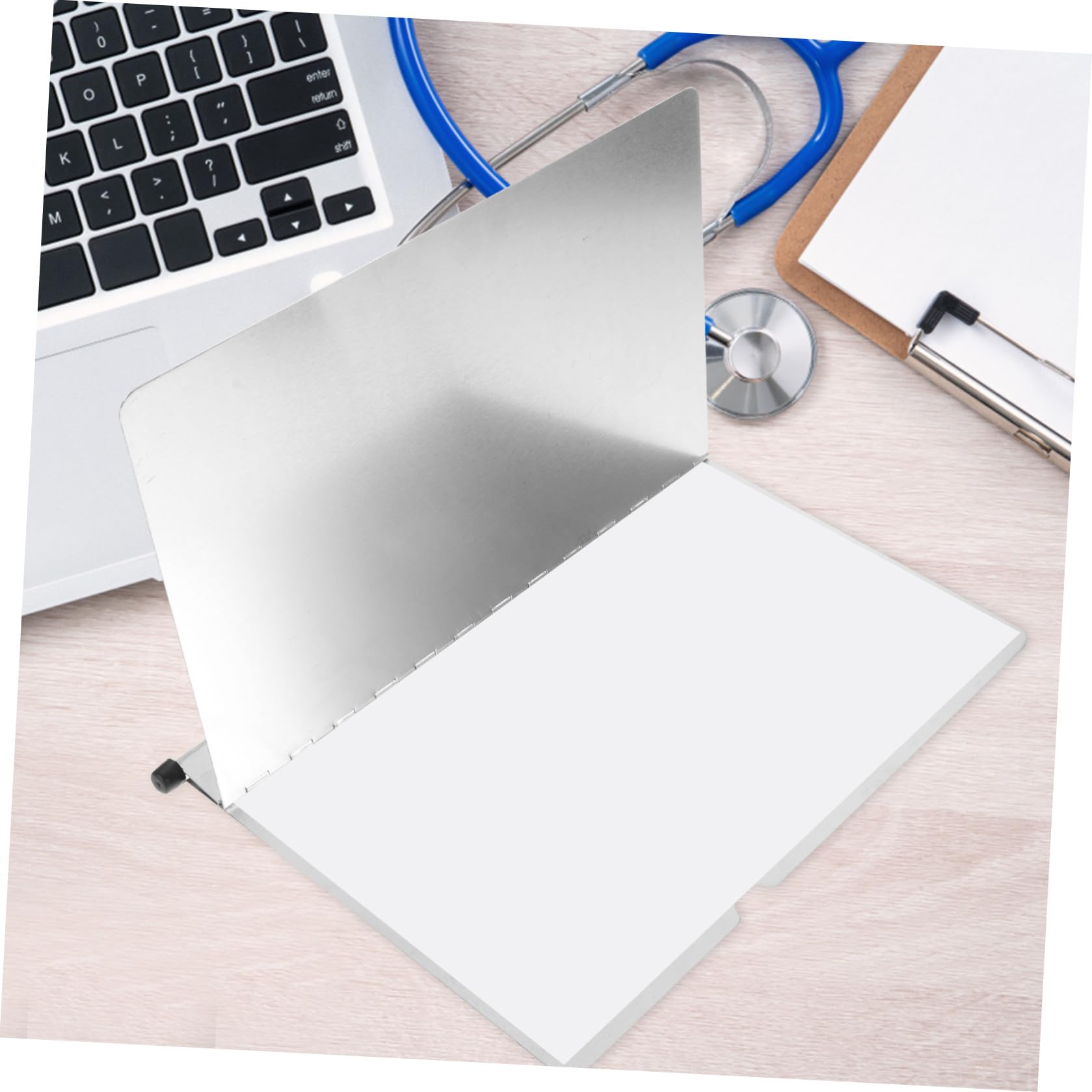 HOMSFOU Rostfreie Edelstahl Aktenmappe mit Klemmbrett für Gesundheitsdokumente Robuste Bauweise und Praktische Anwendung für Büro und Klinik A4 Format