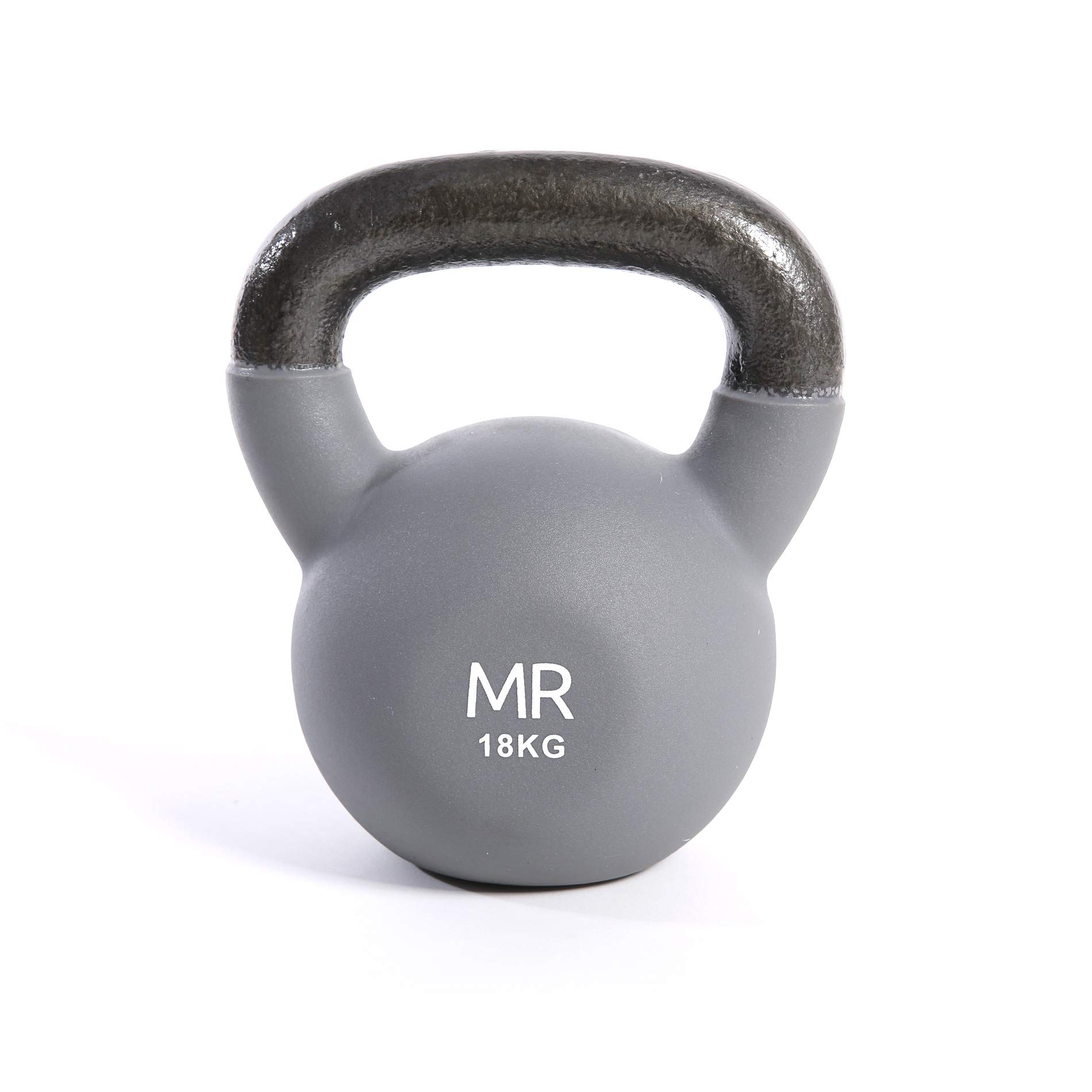FitAndFun Rebecca Mobili Peso Gimnasio Kettlebell, Revestimiento de Neopreno y Hierro Fundido Gris, Entrenamiento Resistencia Muscular, Deporte en Casa - Peso: 18 kg - Art. SP5034