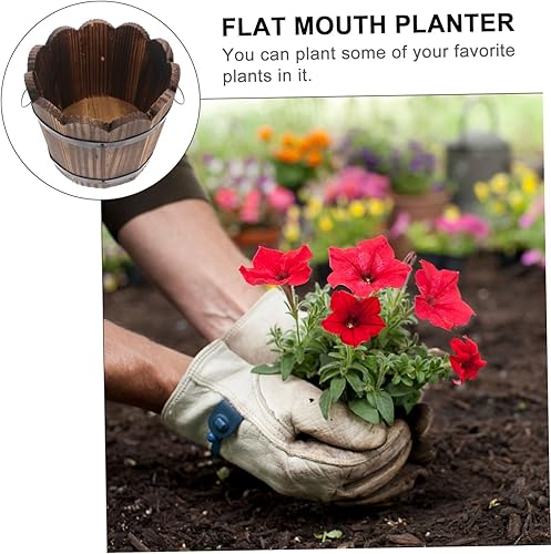 Miniatura 9 de Yardwe Maceta suculenta de madera retro de madera maciza carbonizada decoración de escritorio maceta cerámica decoración del hogar Ic ollas