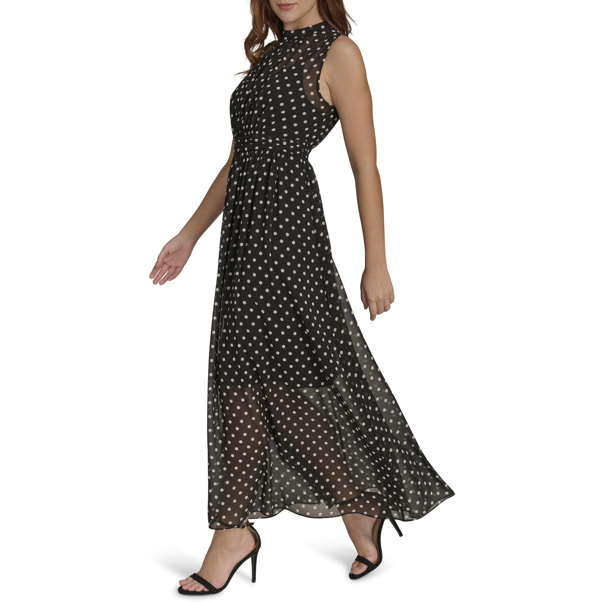 Tommy Hilfiger Flattering Fancy Maxi Sleeveless Dress Vestito, Nero/Avorio, 50 Donna