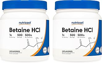 Nutricost Betaine HCl Powder 500 Grams (2 Bottles)