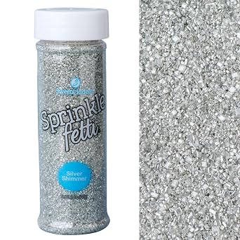 Sweets Indeed Silver Decorating Sugar Metallic Silver Sanding Sugar Crystals for Baking & Decorating Cupcakes, Cookies, Cakes & Desserts Wedding, Holiday & Party Topping 5.11 ounces