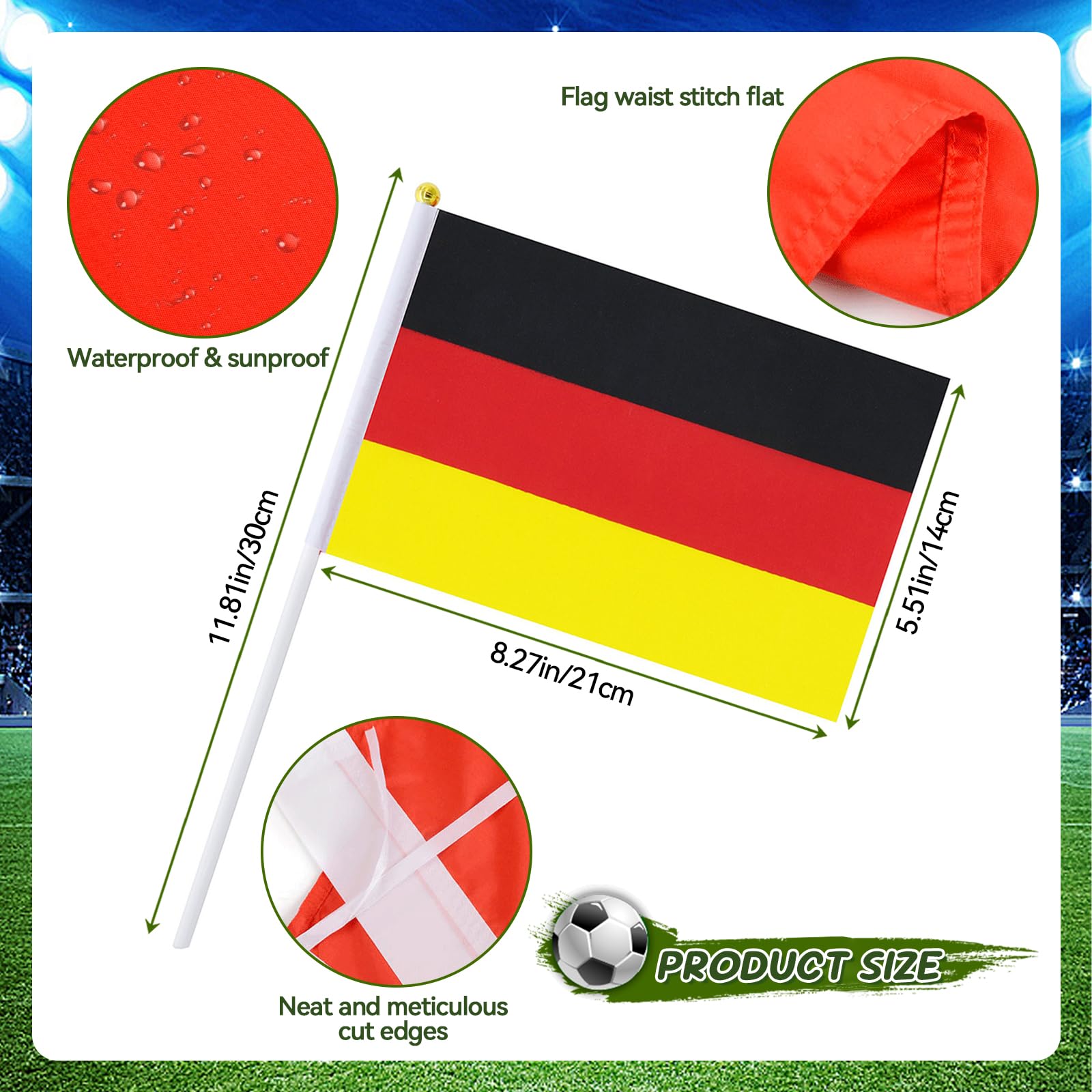 Banderas del Mundo Set 32 Países 14x21cm Poliéster Doble Cara Decor Copa Mundial