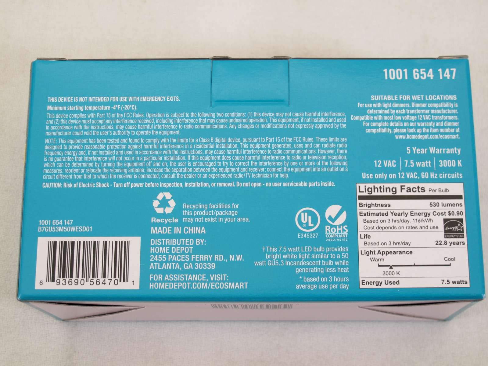 Ecosmart Bright White 50W LED dimmbar 3er Pack