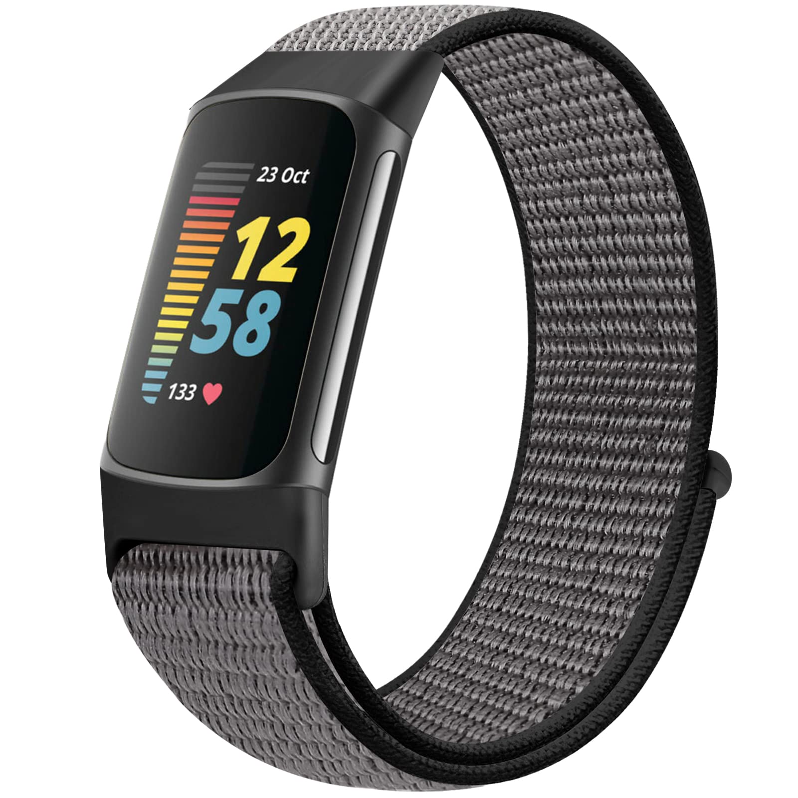 Runostrich Nylon Armband Kompatibel mit Fitbit Charge 6/Fitbit Charge 5 Armband Ersatzband Nylon Sport Loop Uhrenarmband für Fitbit Charge 6/Charge 5 Damen Herren