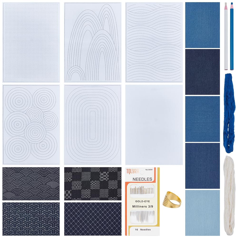 Kit broderie Sashiko ORIGACH complet pour réparation patchwork débutant - 6
