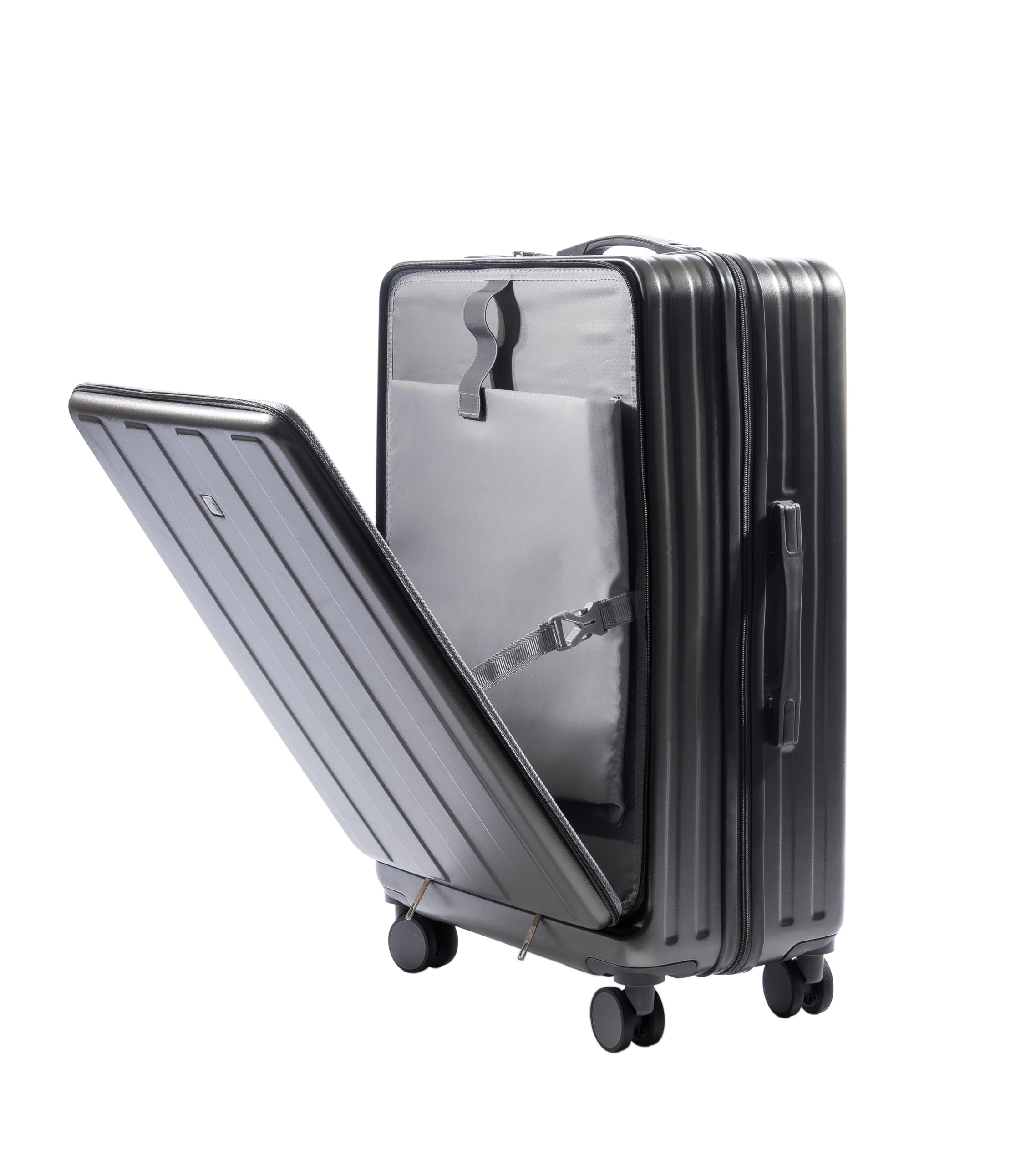 Voyage - Suitcase Trolley Bag, Laptop Compartment, USB Port, TSA Lock, Mobile Holder, Cup Holder, Hook, Noiseless 360 ° Rotating 8 Wheels, Polycarbonate (Dark Grey, Check-in Large 26 inch)-image-33