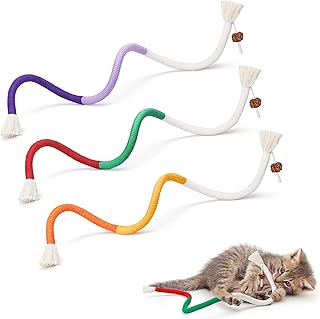 Potaroma Cat Toys Chew Ropes 3Pcs with Refillable Natural Catnip, Safe Teeth Cleaning Toy for Indoor Kittens, Interactive Cat Nip Kitty Toys for All Breeds 19.5 Inches