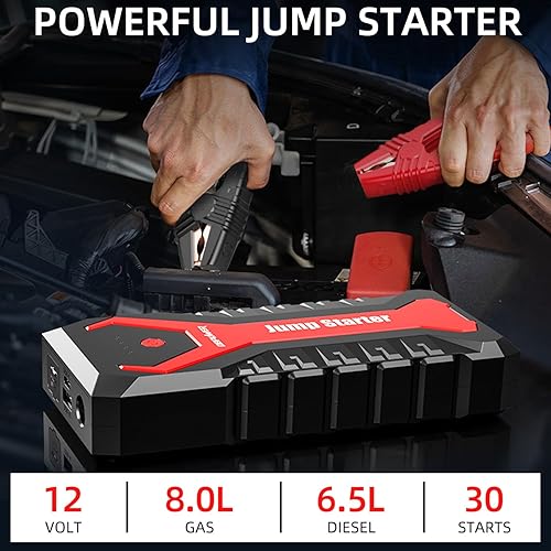 Miniatura 2 de DBPOWER Arrancador portátil para coche de 5000A/80.66Wh, para motores de hasta 8.0 L gasolina y 6.5 L diesel, arrancador de batería de iones de