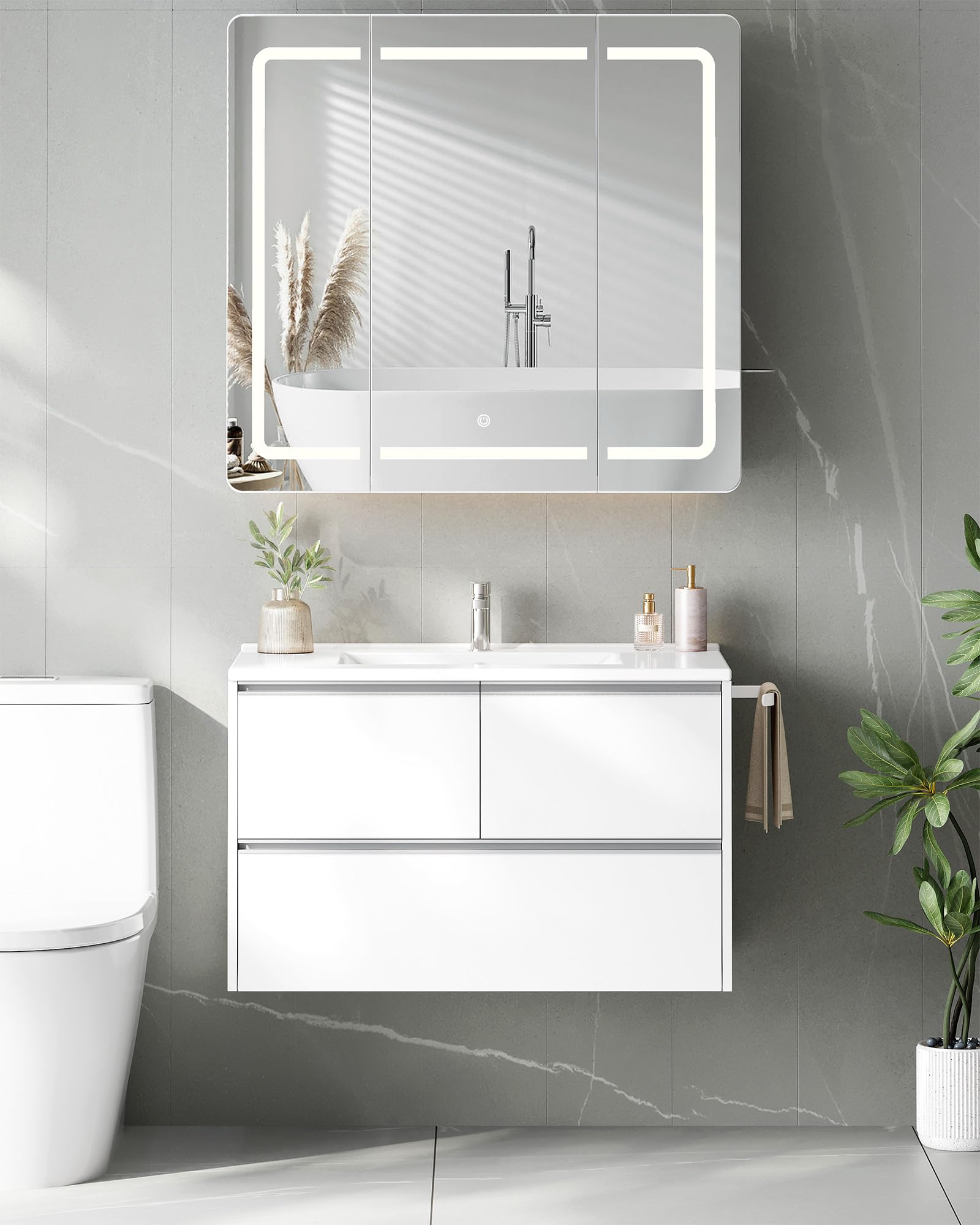 Hzuaneri Waschbeckenunterschrank Hängender Waschbecken mit Unterschrank