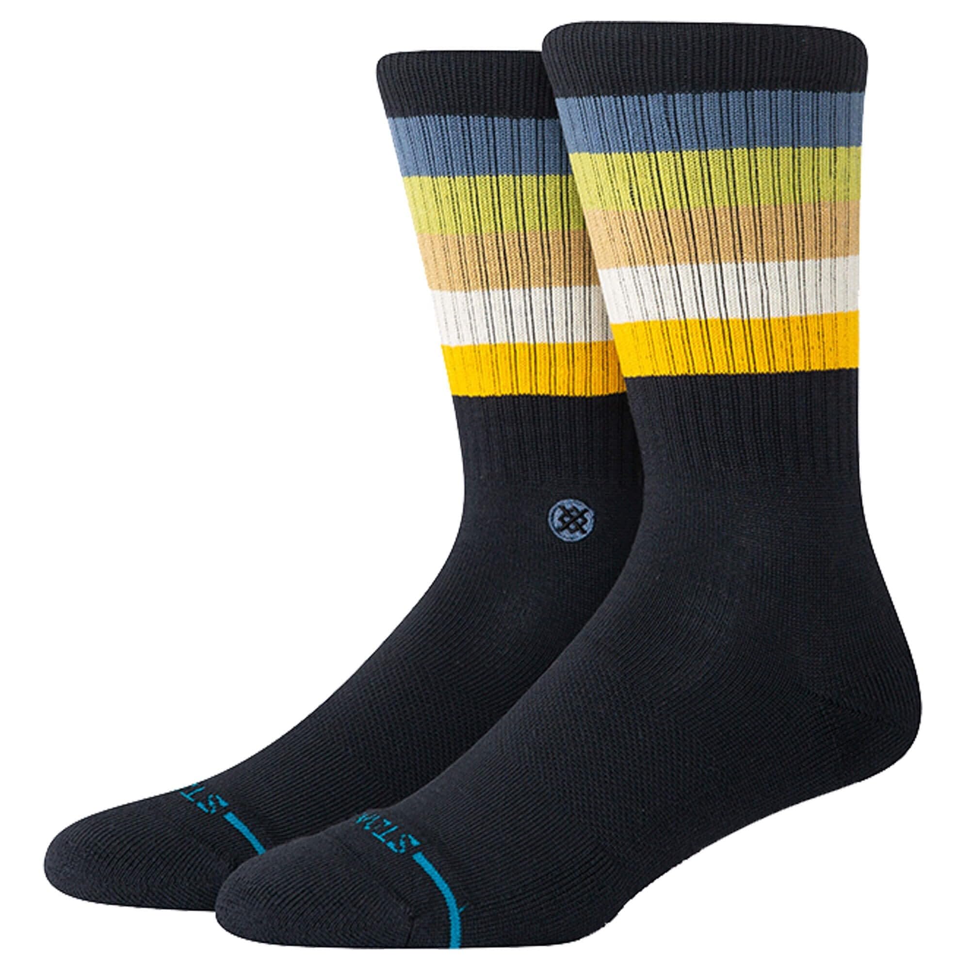 Stance Maliboo Crew Socks Black Striped Cushioned Calf Medium