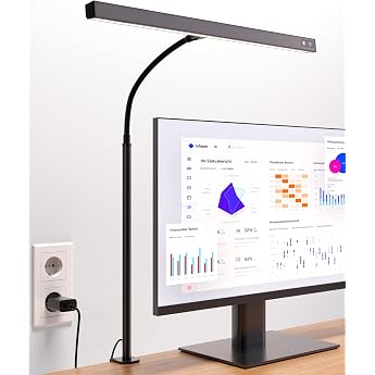 Desk Lamp LED Dimmable Desk Lamp Clampable with 45  Scattering Angle Eye Protection Gooseneck Office Table Lamp Daylight Lamp Desk for Home Office Office Black [Energy Class E]