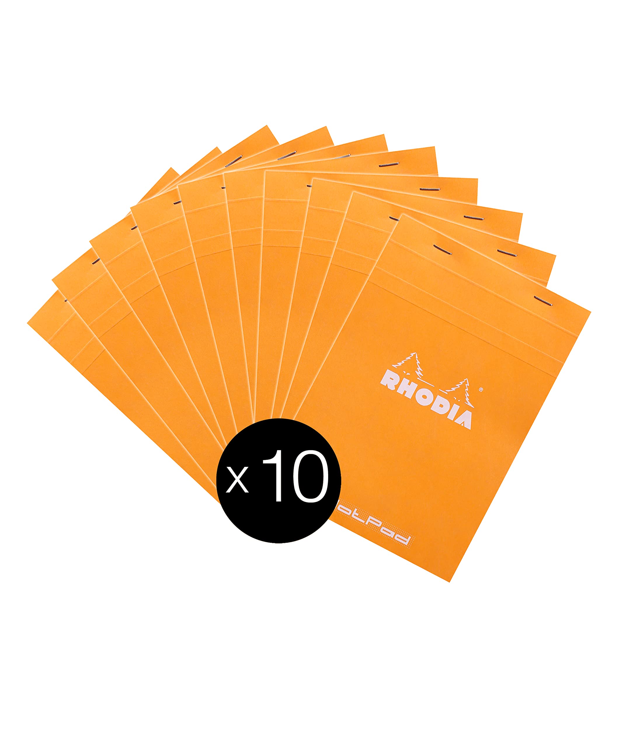 RHODIA 16558C - Dot pad Stapled Notepad N°16 Orange - A5 - Dot Dotted - 80 Detachable Sheets - White Clairefontaine Paper 80 g/m² - Coated Card Cover - Pack of 10 pads