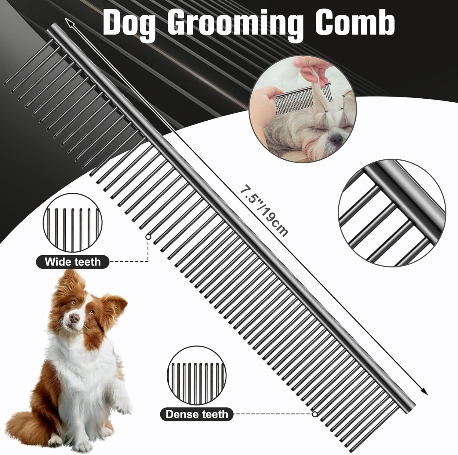 Wenshall Professional Dog Grooming Scissors Set - 6.5" Thinning, 7" Straight, 7" Up-Curved, 7" Down-curved Scissors and Comb for Dog Cat Pet (Black)