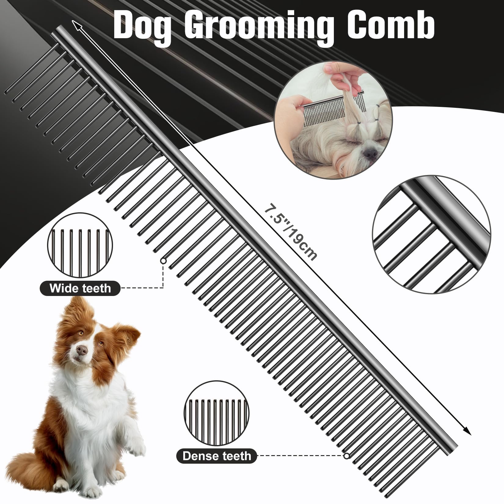 Wenshall 7,0 Zoll Hundepflege Schere Set Hund gerade Schere & Ausdünnungsschere & Gebogene & chunker & Comb 5Stk Set