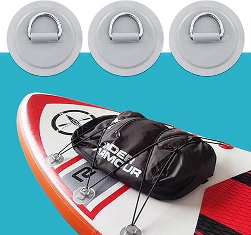 Miniatura 7 de WEBEEDY 8 parches de acero inoxidable con anillo en D para lancha inflable de PVC, kayak, surf, anillo en D, parche circular para tabla de remo de