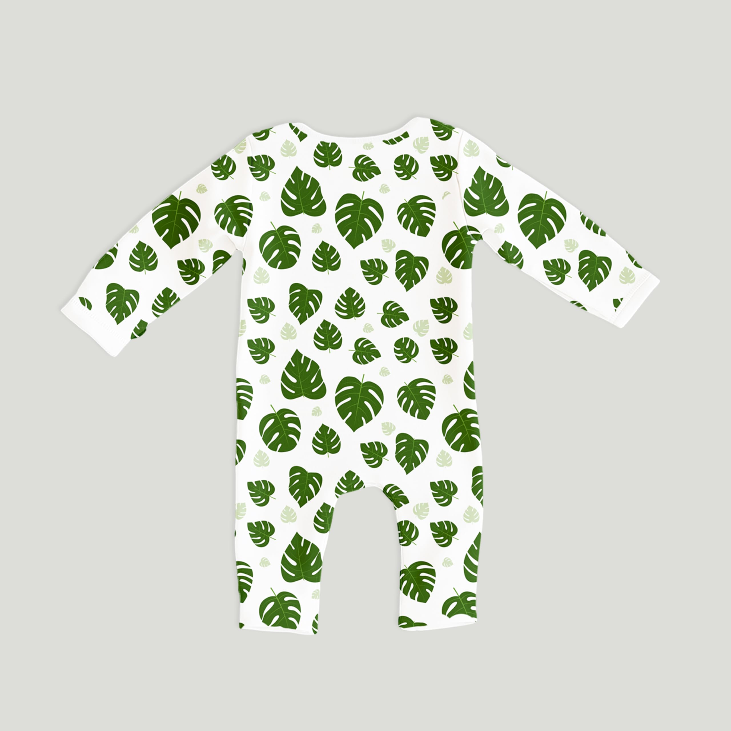Kidbea® 100% Cotton Rompers Jumpsuit Night Suits for Infants Newborn Baby Boys & Girls Leaf Printed With Green Color Size 3-6 Months - Image 5 thumbnail