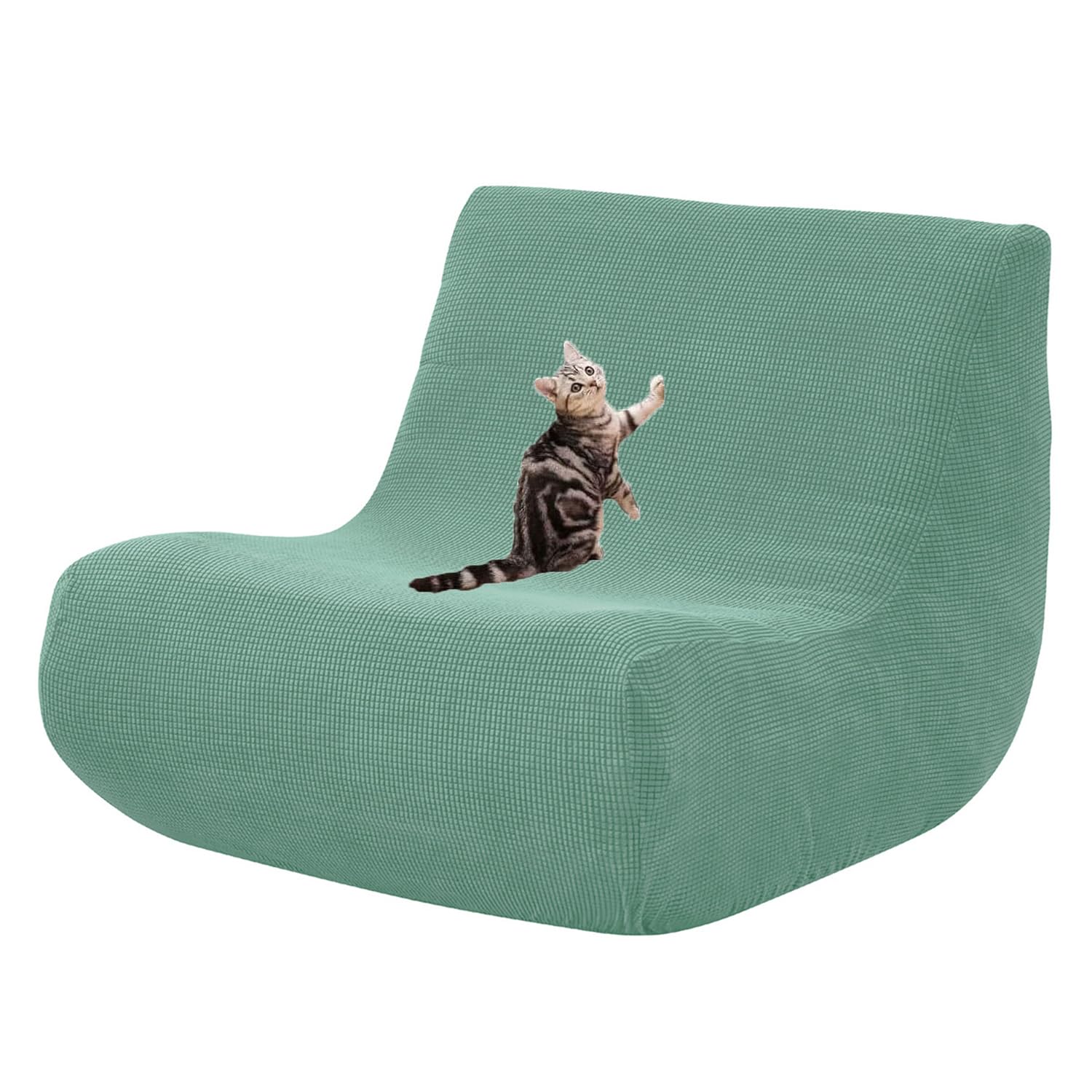 HACLEN Armless Floor Sofa Cover, Stretch Lazy Fireside Chair Cover Washable Armless Bean Bag Chair Slipcover Cat Scratch Proof with Elastic Bottom (green,one size)