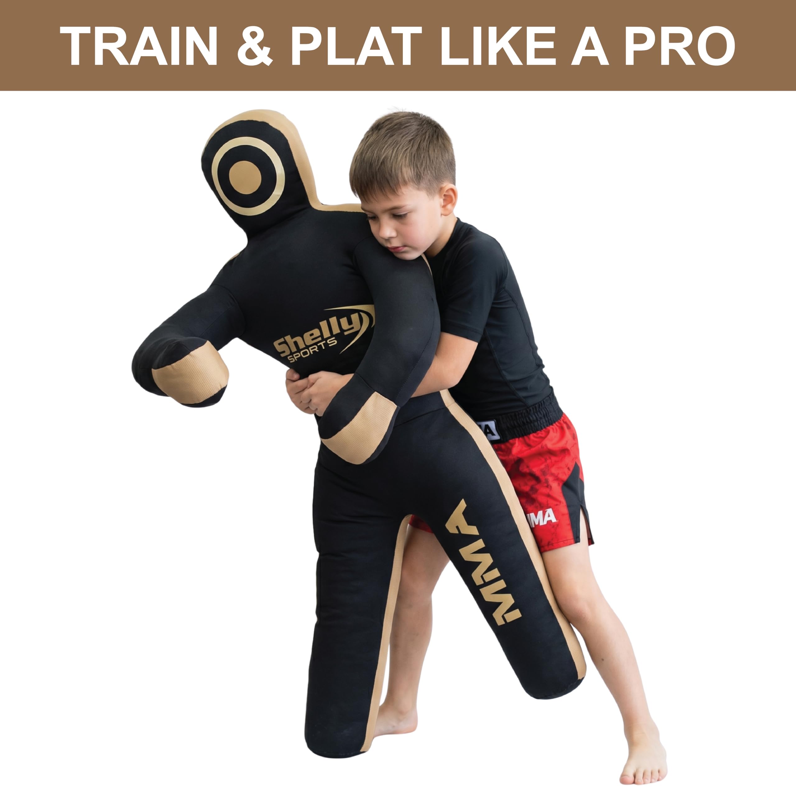 Shelly Mannequin de combat MMA pour enfants Sac de frappe BJJ, Jitsu brésilien Position debout, arts martiaux, boxe, karaté, entraînement – Non rempli