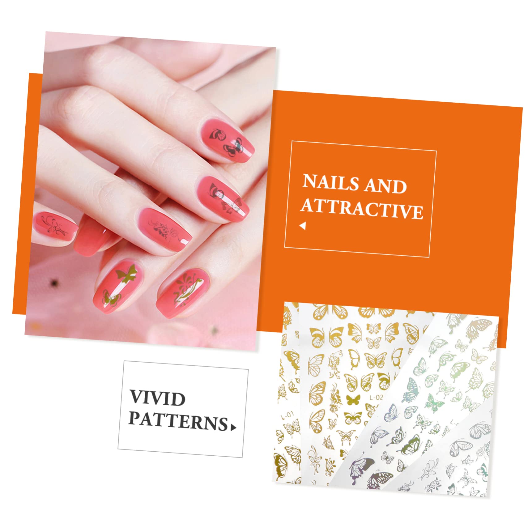 Healeved 36hojas Pegatinas De Arte Para Uñas De Autoadhesivas Dorado y Plateado Decoración Para Manicura Para Uñas Naturales y Acrílicas