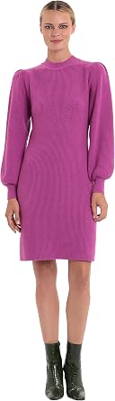 Donna Morgan Womens Womens Dresses Mock Neck Puff SLV Sweater Dress