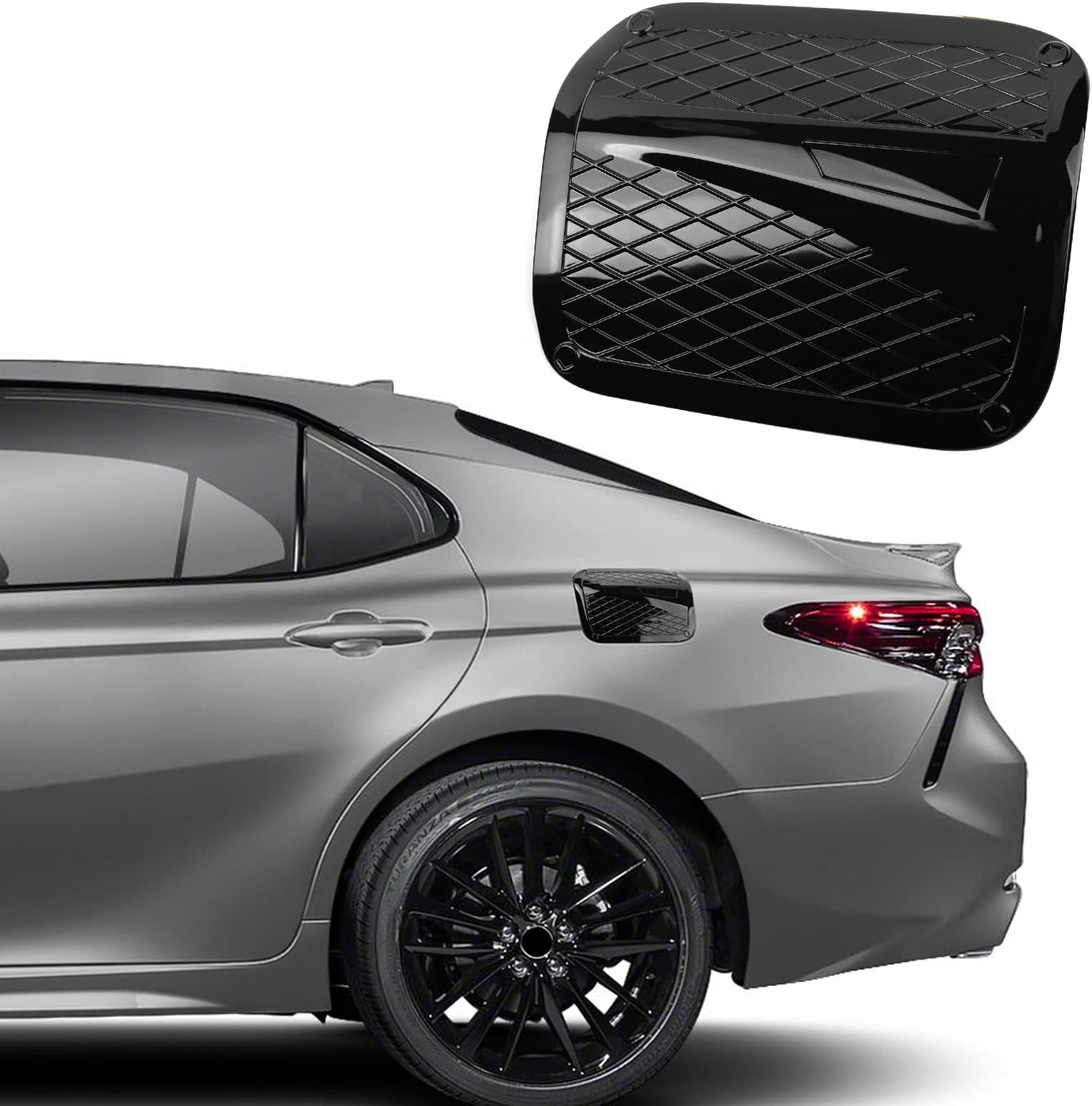 CKE for Toyota Camry 2024 2023 2022 2021 2020 2019 2018 Accessories Car Fuel Tank Cover Trim Oil Gas Cap Exterior Decoration Sticker -Glossy Black