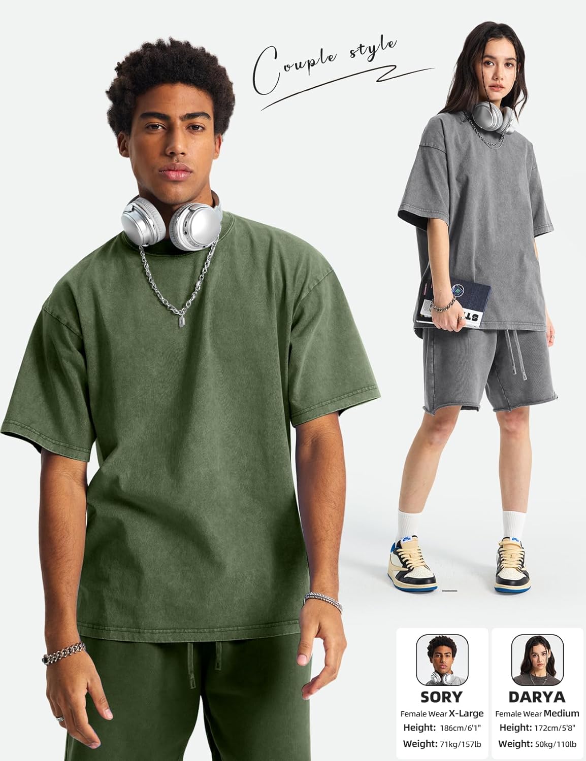 Arssm Mens Oversized T Shirts Cotton Acid Wash Baggy Tees Loose Fit Vintage Heavyweight T-Shirts - Image 6