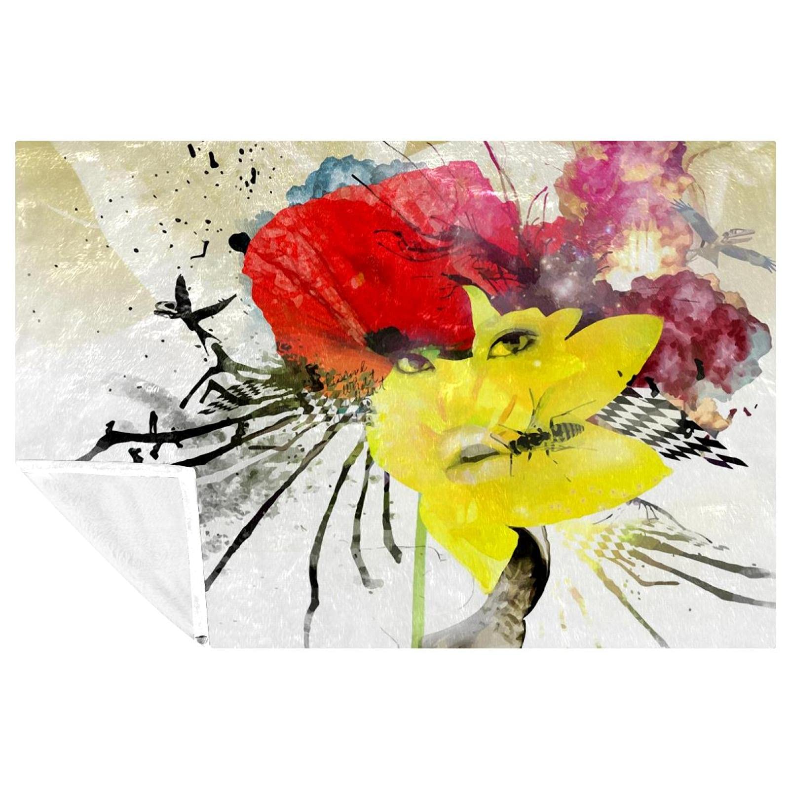Couverture avec motif aquarelle et abeilles pour pique-nique sans humidité