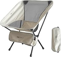 ONEFOREST Lightweight Foldable Camping Chair - Portable Backpacking Chair for Beach, Hiking, Camp - Breathable Mesh, 220 lbs Capacity, Beige