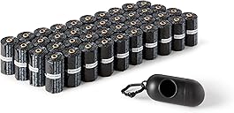 Amazon Basics Dog Poop Bags with Dispenser, 600 Count, Enhanced for Guaranteed Leakproof, Unscented, Includes Leash Clip