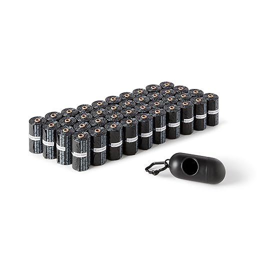 Amazon Basics Dog Poop Bags with Dispenser, 600 Count, Enhanced for Guaranteed Leakproof, Unscented, Includes Leash Clip