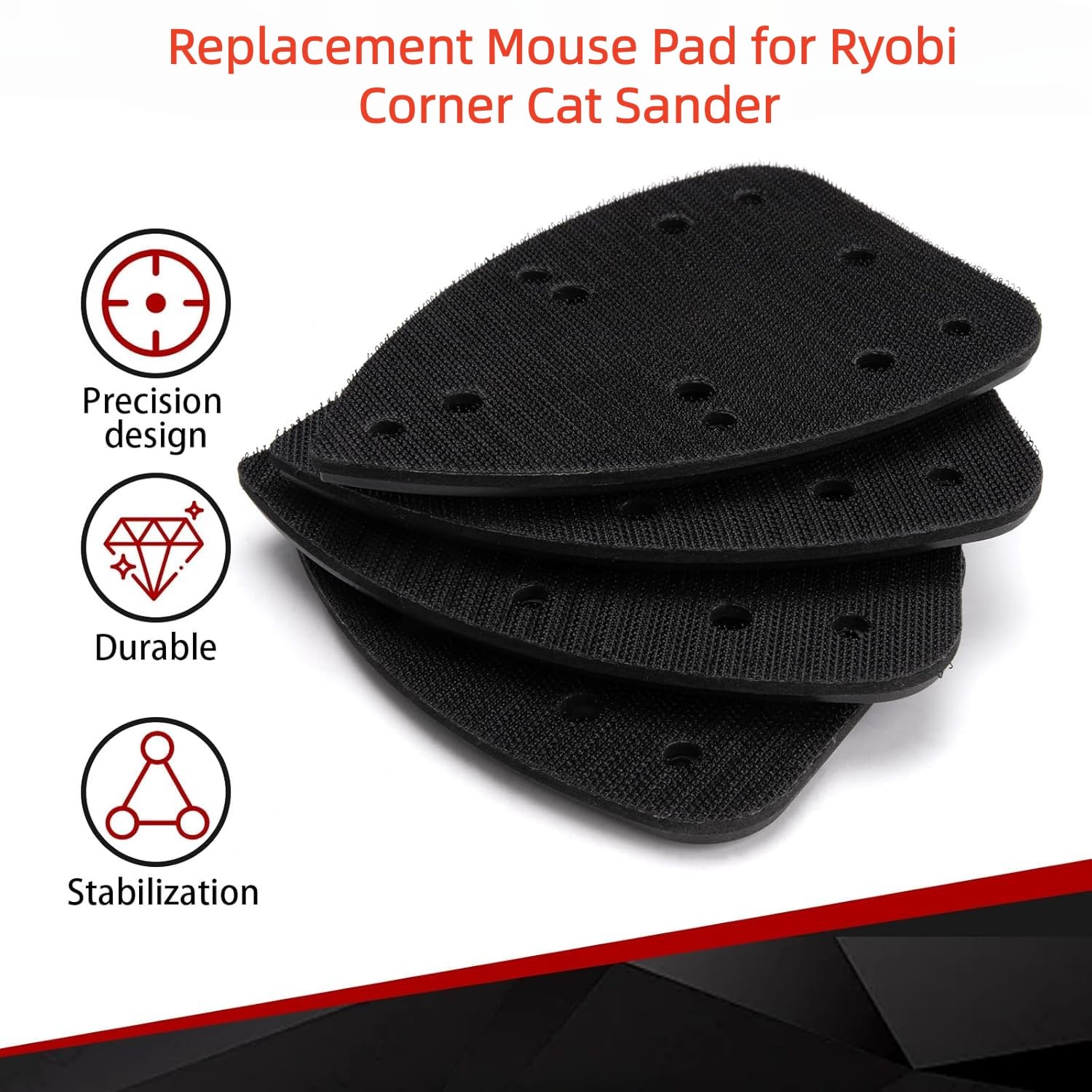 6Pack Replacement Sanding Pad for Ryobi Corner Sander, Mouse Pad Backing Platen, Compatible with Ridgid Homelite CFS1503G CFS1502 CFS1503 CFS1503K Corner Cat Sander(with XHYdamile Keychain
