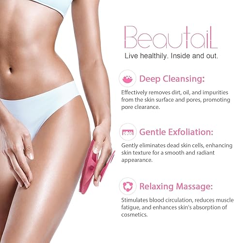 Miniatura 10 de 1 paquete de cepillo de silicona para ducha y baño BEAUTAIL y 1 paquete de cepillo de silicona BEAUTAIL masajeador de cuero cabelludo cepillo de