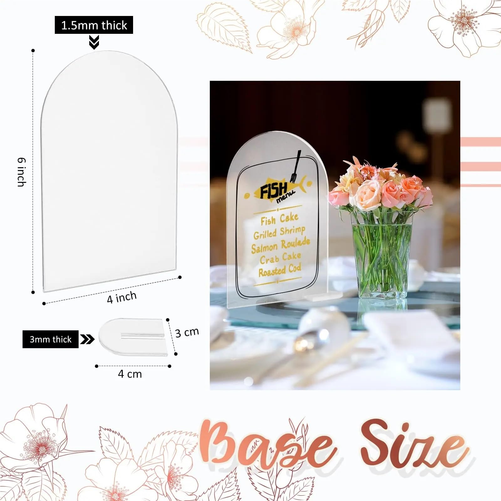 50 Stück transparente Acryl-Schilder mit Ständer, blanko, Namensschild für Hochzeitstischdekoration