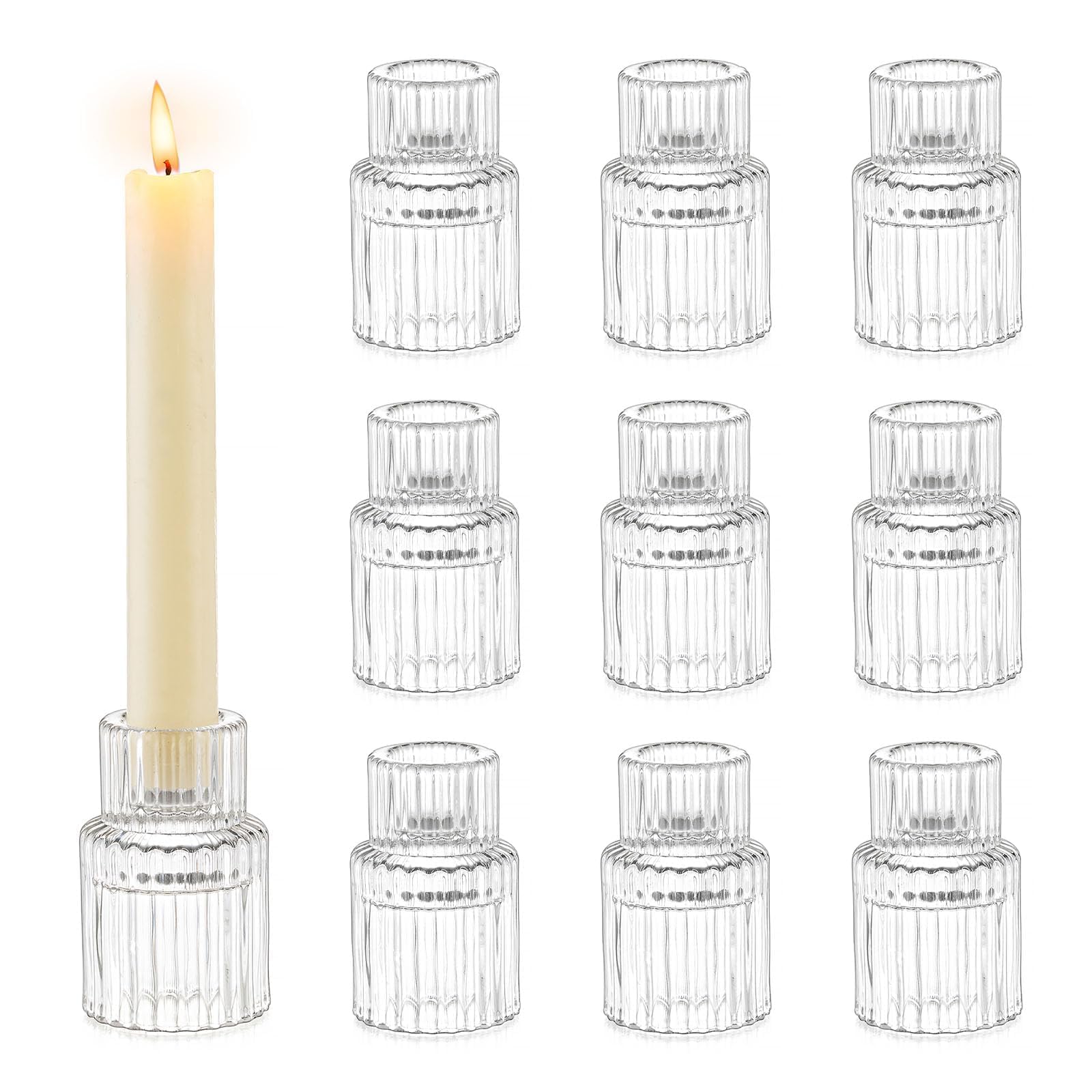 Petite chandelier bougeoir verre Romadedi lot de 10 supports bougies coniques maison