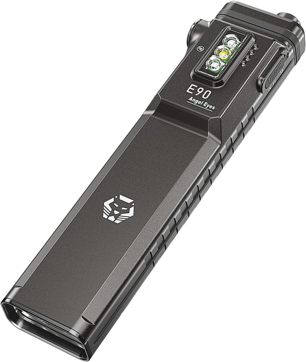 E90 Flat EDC Flashlight, USB-C Rechargeable 3500 Lumens High Lumens Pocket Flashlight, Auxiliary White Red 365nm Sidelights, Removable Two-Way Deep Carry Pocket Clip, IP68 Waterproof | UV/Red/White Sidelight, Proximity Sensor, IP68, 3000mAh battery and Two-way Clip for Camping, Hiking, Outdoor