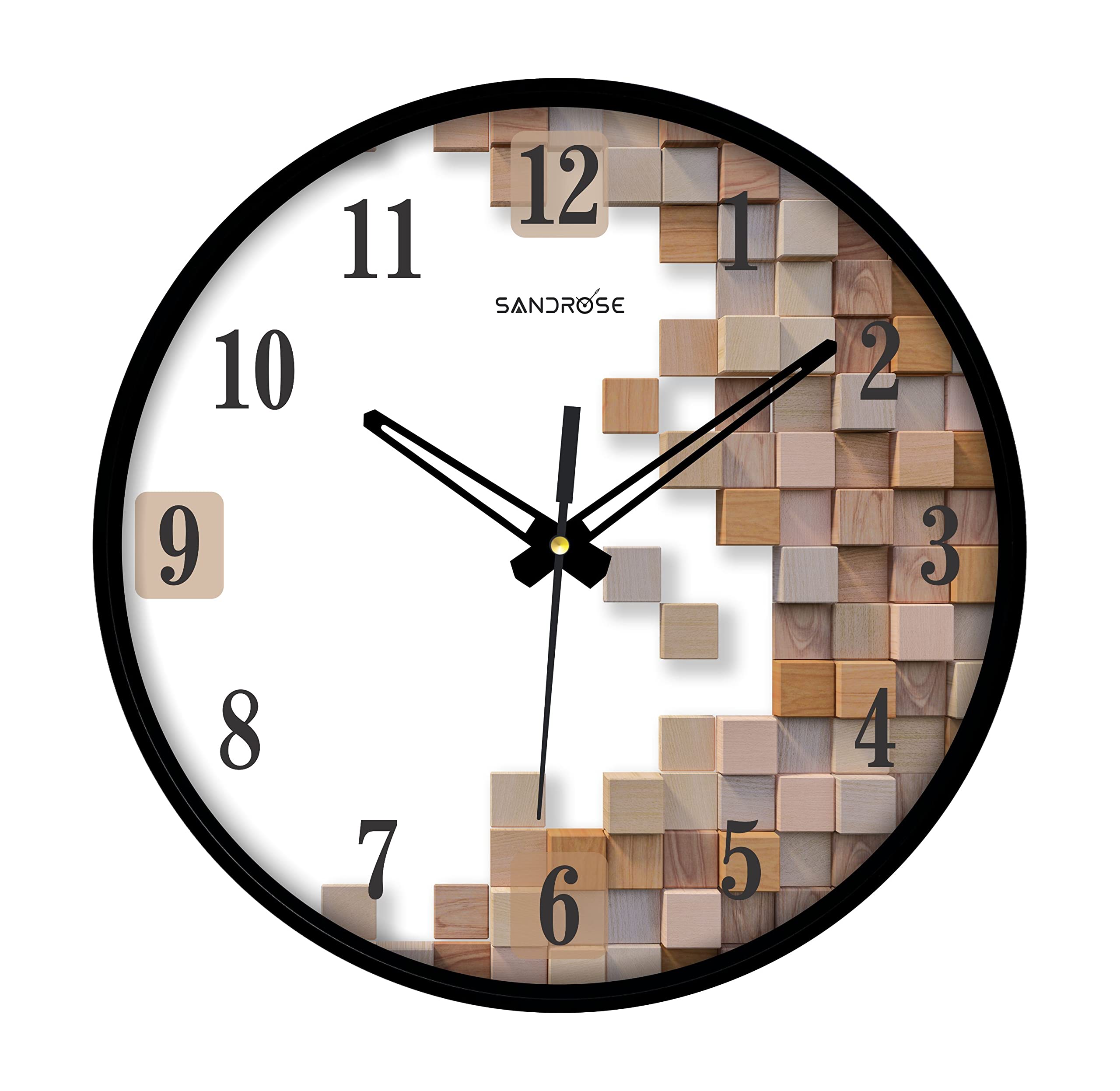 SANDROSERound Shape 10-inch Plastic & Glass Wall Clock - Classic Roulette, Black Frame (61)