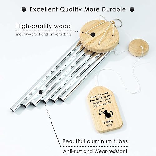 Miniatura 4 de Carillón de viento personalizado conmemorativo para gato, nombre de mascota personalizado, regalo de recordatorio de condolencia de gato, recuerdo