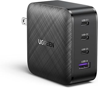 UGREEN 65W USB C Charger 4 Ports USB C Power Adapter GaN PD Fast Wall Charger Compatible with MacBook Pro/Air M2, Dell XPS 13, iPad Pro/Air, iPhone 15 Pro Max/14, Galaxy S23, Steam Deck, and More