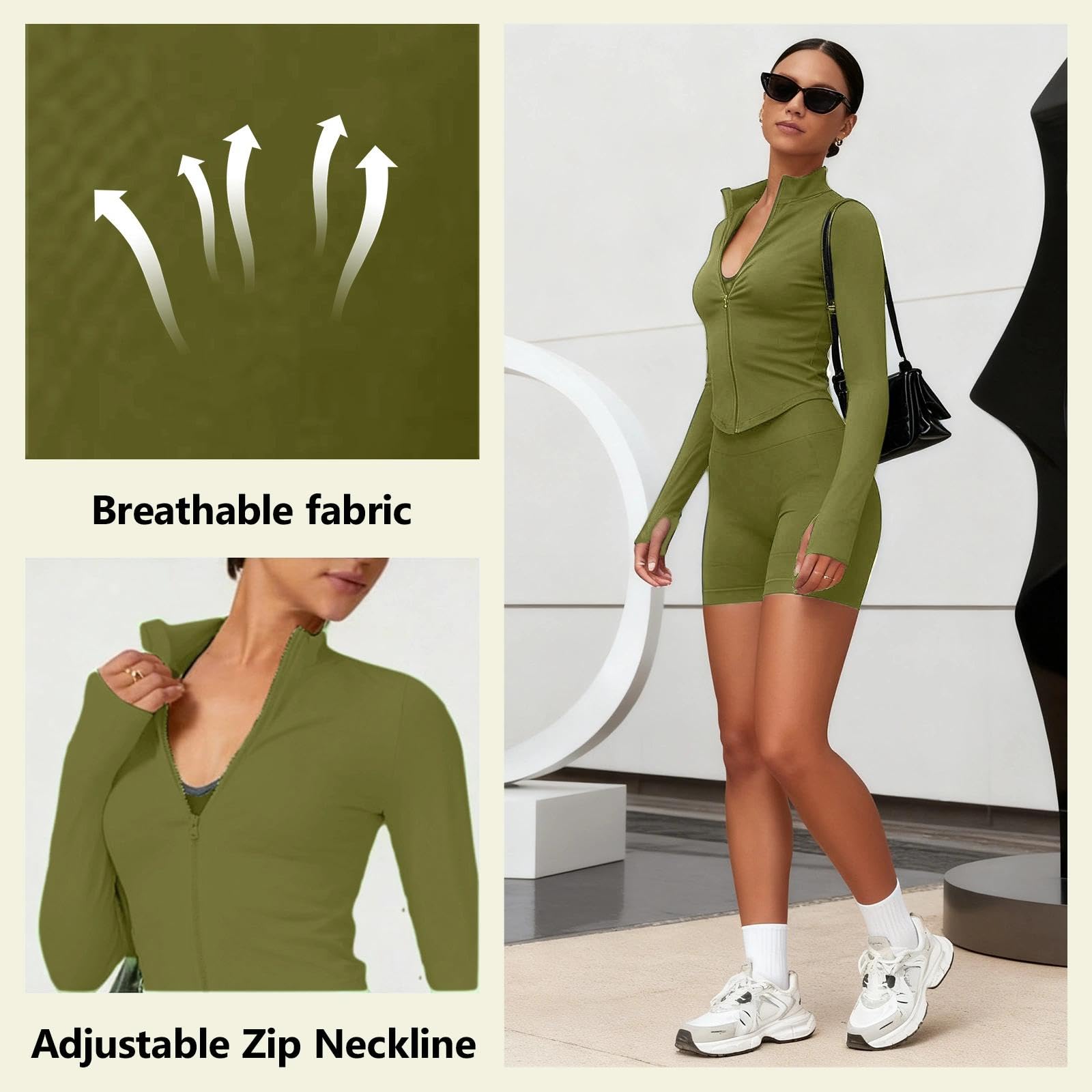Chaqueta deportiva de secado rápido para mujer, con cremallera completa, manga larga, camiseta deportiva para entrenamiento, yoga, gimnasio, correr — view 4