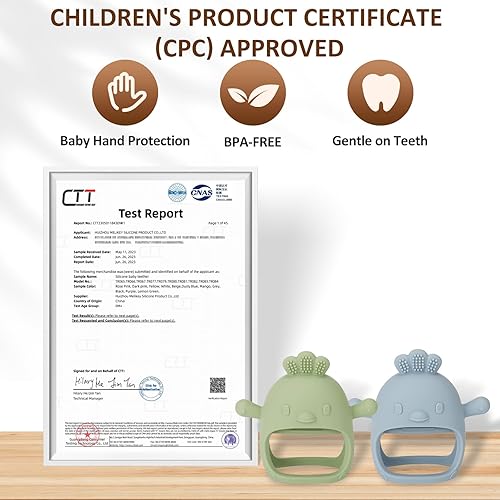 Miniatura 2 de Socub Paquete de 3 juguetes mordedores de silicona para bebés de más de 3 meses, sin BPA, anti caída, juguete de dentición para calmar las encías